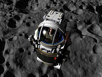 ROMFARTØY: Illustrasjon på hvordan en astronaut kan bevege seg over overflaten på en asteroide som svever i rommet. ROMFARTØY: Illustrasjon på hvordan en astronaut kan bevege seg over overflaten på en asteroide som svever i rommet.