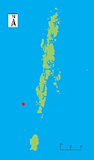 ALENE: Den røde prikken viser hvor øya ligger. Den store øygruppen til høyre er Andamanene - og Nicobarenøyene, en tidligere britisk koloni. ALENE: Den røde prikken viser hvor øya ligger. Den store øygruppen til høyre er Andamanene - og Nicobarenøyene, en tidligere britisk koloni.