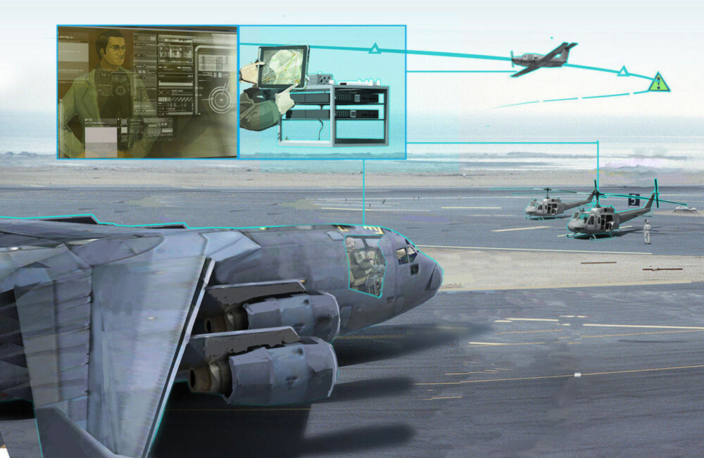 ALIAS: Ved hjelp av et enkelt grensesnitt med berøringsskjerm og stemmestyring skal en pilot kunne kontrollere oppgaver i et fly som tidligere krevde fem besetningsmedlemmer, hevder USAs avdeling for avansert militærforskning. Autopiloten heter Alias. ALIAS: Ved hjelp av et enkelt grensesnitt med berøringsskjerm og stemmestyring skal en pilot kunne kontrollere oppgaver i et fly som tidligere krevde fem besetningsmedlemmer, hevder USAs avdeling for avansert militærforskning. Autopiloten heter Alias.