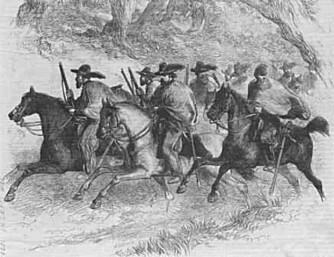 LOVMANN: Etter borgerkrigen ble Slaughter en Texas Ranger. Her en tegning av en gruppe «Rangers» fra cirka 1845. LOVMANN: Etter borgerkrigen ble Slaughter en Texas Ranger. Her en tegning av en gruppe «Rangers» fra cirka 1845.