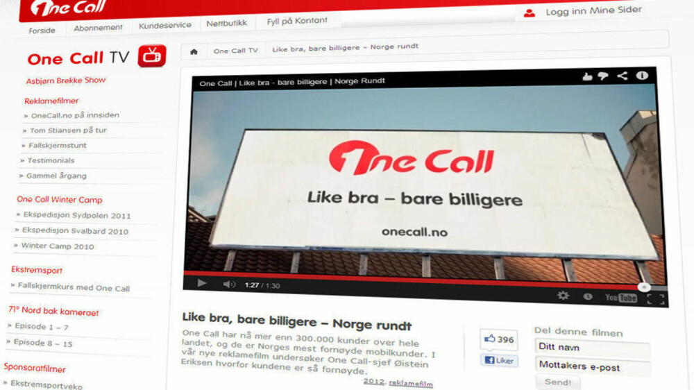 OneCall var tidlig ute med massiv reklame, og for tiden er det nærmest en reklamekrig mellom mobiloperatørene. OneCall var tidlig ute med massiv reklame, og for tiden er det nærmest en reklamekrig mellom mobiloperatørene.