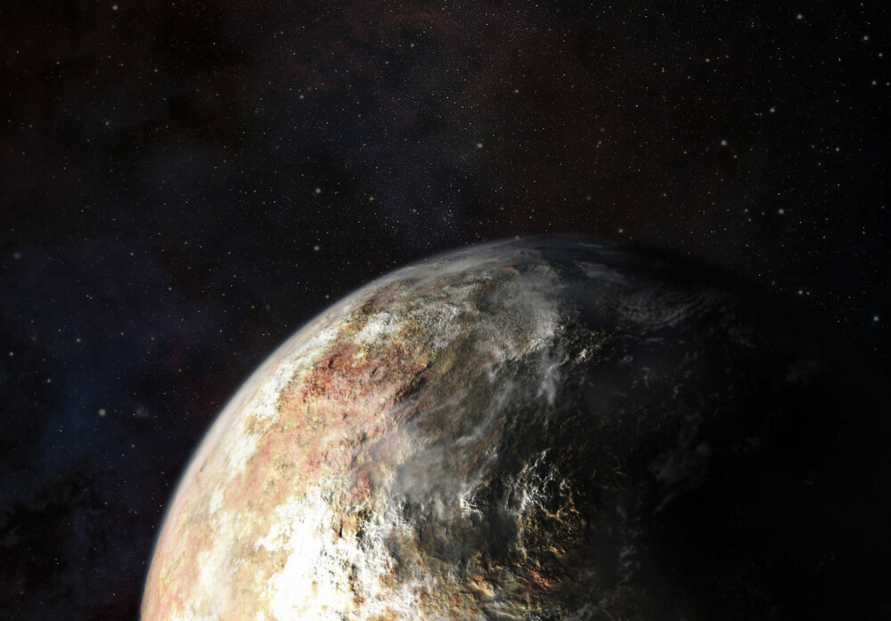 Et annet spørsmål forskerne håper romsonden New Horizon kan gi svar på, er om Pluto har skyer. Denne konsepttegningen illustrerer dvergplaneten med skyformasjoner. Et annet spørsmål forskerne håper romsonden New Horizon kan gi svar på, er om Pluto har skyer. Denne konsepttegningen illustrerer dvergplaneten med skyformasjoner.