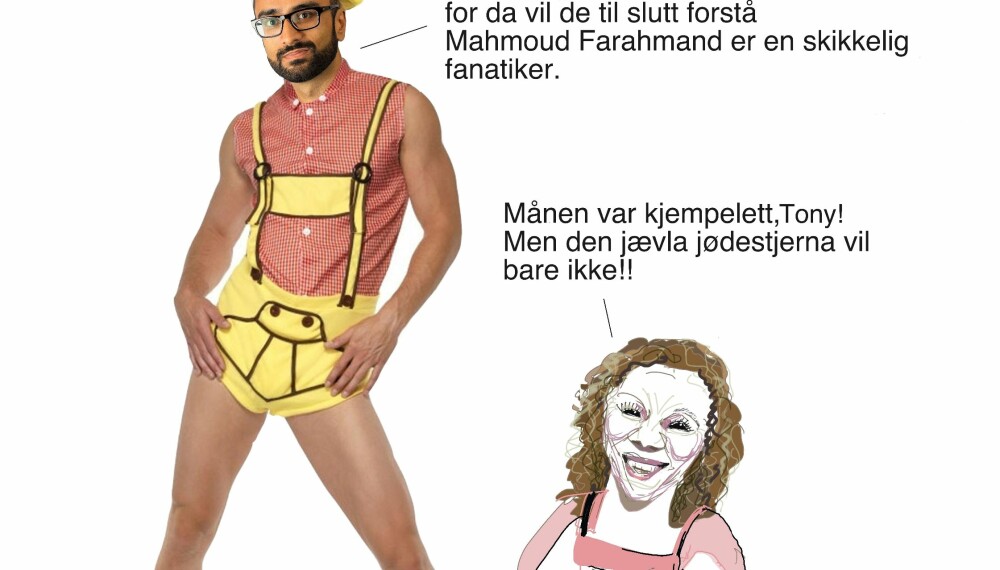 TRYKK FOR STØRRE BILDE. Thomas Knarvik tregner Tony burner og Kari Jaquesson, men ble kastet ut av Facebook etter å ha publisert denne tegningen. TRYKK FOR STØRRE BILDE. Thomas Knarvik tregner Tony burner og Kari Jaquesson, men ble kastet ut av Facebook etter å ha publisert denne tegningen.