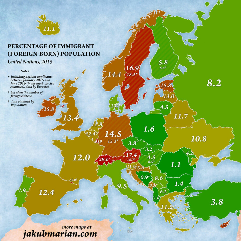 *SSB-tall viser at innvandrerandelen for Norge i 2016 var økt til 16,3%. *SSB-tall viser at innvandrerandelen for Norge i 2016 var økt til 16,3%.