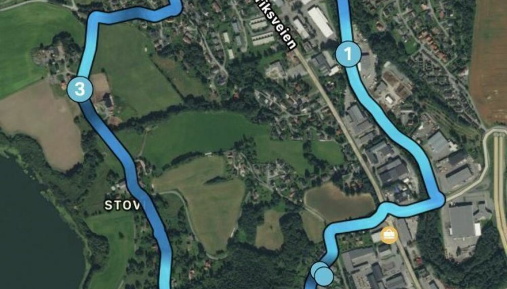GPS PÅ IPHONE: Dette er den samme ruta som på bildet over, registrert med en iPhone 7 via appen Endomondo. Fenix 5 logget en tur på 4,4 km mens iPhone logget den samme turen på 4,6 km. GPS PÅ IPHONE: Dette er den samme ruta som på bildet over, registrert med en iPhone 7 via appen Endomondo. Fenix 5 logget en tur på 4,4 km mens iPhone logget den samme turen på 4,6 km.