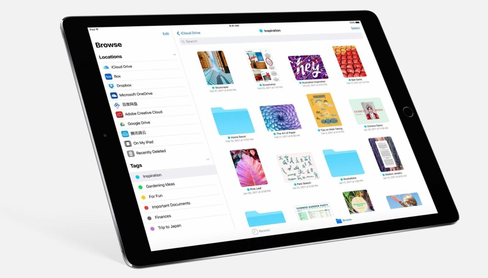 FILER: I iOS 11 kan en endelig få en samlet oversikt over filene som er lagret på iPad og iPhone. FILER: I iOS 11 kan en endelig få en samlet oversikt over filene som er lagret på iPad og iPhone.