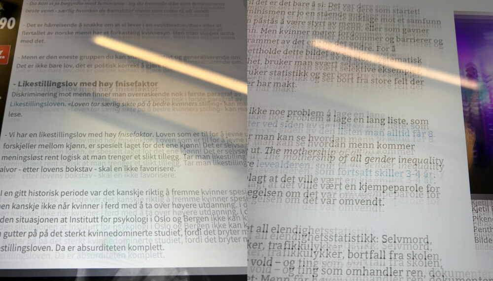 Det er fortsatt antydninger til ghosting ved scrolling, men oppdateringensfrekvensen gjør at øyet blir lurt i mye større grad - mens et kamera fanger opp detaljene. Det er fortsatt antydninger til ghosting ved scrolling, men oppdateringensfrekvensen gjør at øyet blir lurt i mye større grad - mens et kamera fanger opp detaljene.