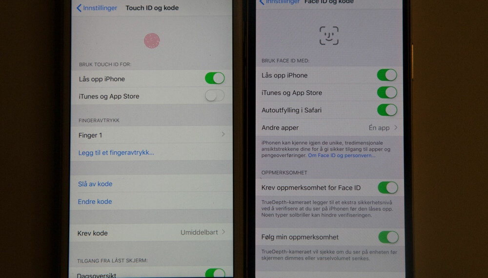 Det ligger en del flere funksjoner i Face ID, og den er blant annet implementert i en rekke apper - samt på innlogging i nettsider. Dette bildet illustrerer forøvrig godt forskjellen i skjermutformingen på iPhone Plus og iPhone X. Det ligger en del flere funksjoner i Face ID, og den er blant annet implementert i en rekke apper - samt på innlogging i nettsider. Dette bildet illustrerer forøvrig godt forskjellen i skjermutformingen på iPhone Plus og iPhone X.