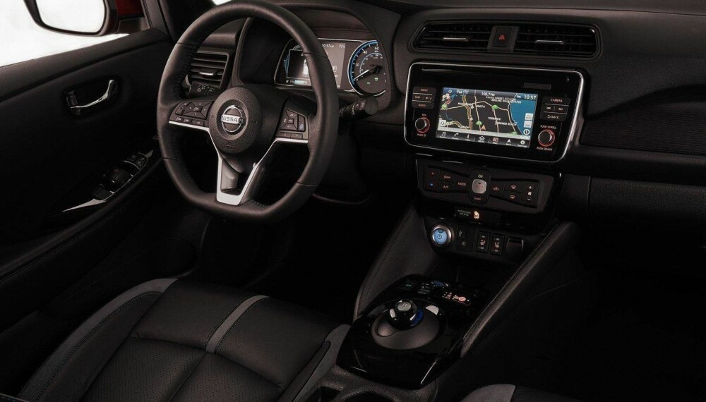 Slik ser det ut inne i nye Nissan Leaf. Slik ser det ut inne i nye Nissan Leaf.