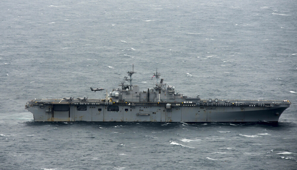 HISTORISK: Her lander 121-skvadronen sine F-35B på amfibiekrigsskipet USS «Wasp» i Østkinahavet langt vest i Stillehavet ... HISTORISK: Her lander 121-skvadronen sine F-35B på amfibiekrigsskipet USS «Wasp» i Østkinahavet langt vest i Stillehavet ...