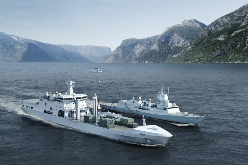FLYTENDE BENSINSTASJON: Her illustreres bunkringen til sjøs. KNM Maud blir Norges største krigsskip med sine 183 meter. Illustrasjonen viser Maud ved siden av en 134 meter lang fregatt i Fridtjof Nansen-klassen. FLYTENDE BENSINSTASJON: Her illustreres bunkringen til sjøs. KNM Maud blir Norges største krigsskip med sine 183 meter. Illustrasjonen viser Maud ved siden av en 134 meter lang fregatt i Fridtjof Nansen-klassen.