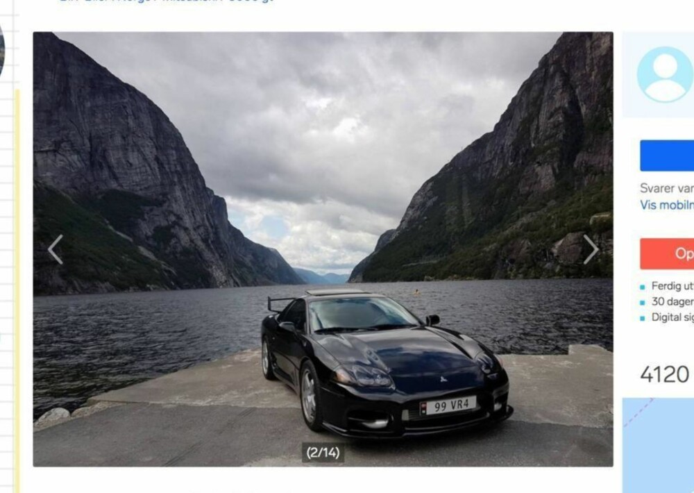 UNIK: Bilen som ligger til salgs nå, er sort. Det er ikke så vanlig, da de fleste av GT-ene er røde. Merk det personlige skiltet - som altså følger eier og ikke bilen. UNIK: Bilen som ligger til salgs nå, er sort. Det er ikke så vanlig, da de fleste av GT-ene er røde. Merk det personlige skiltet - som altså følger eier og ikke bilen.