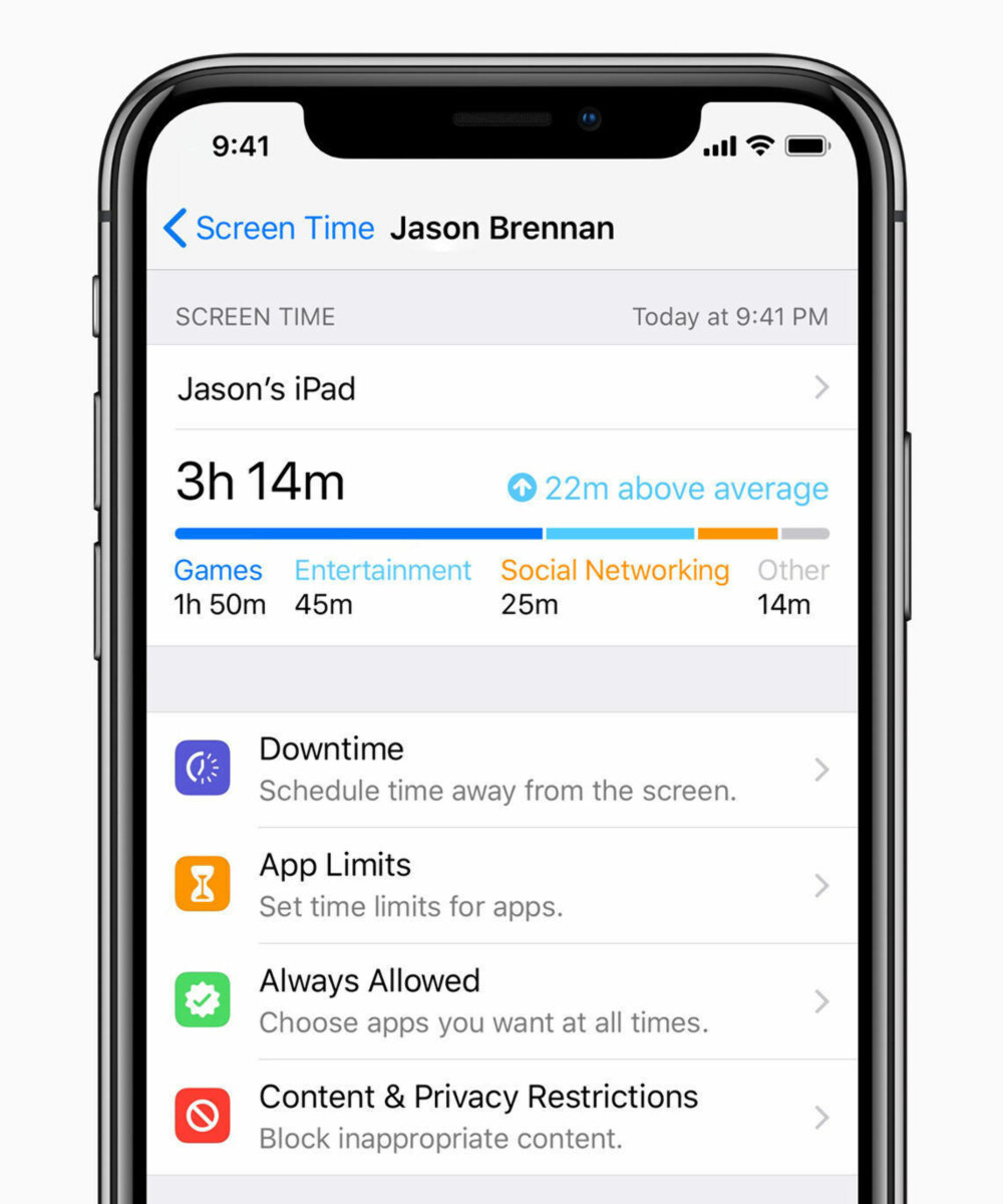 SCREEN TIME: En ny funksjon i iOS 12 som slippes til iPhone og iPad høsten 2018 lar brukerne overvåke tidsbruken på mobilen og nettbrettet. SCREEN TIME: En ny funksjon i iOS 12 som slippes til iPhone og iPad høsten 2018 lar brukerne overvåke tidsbruken på mobilen og nettbrettet.