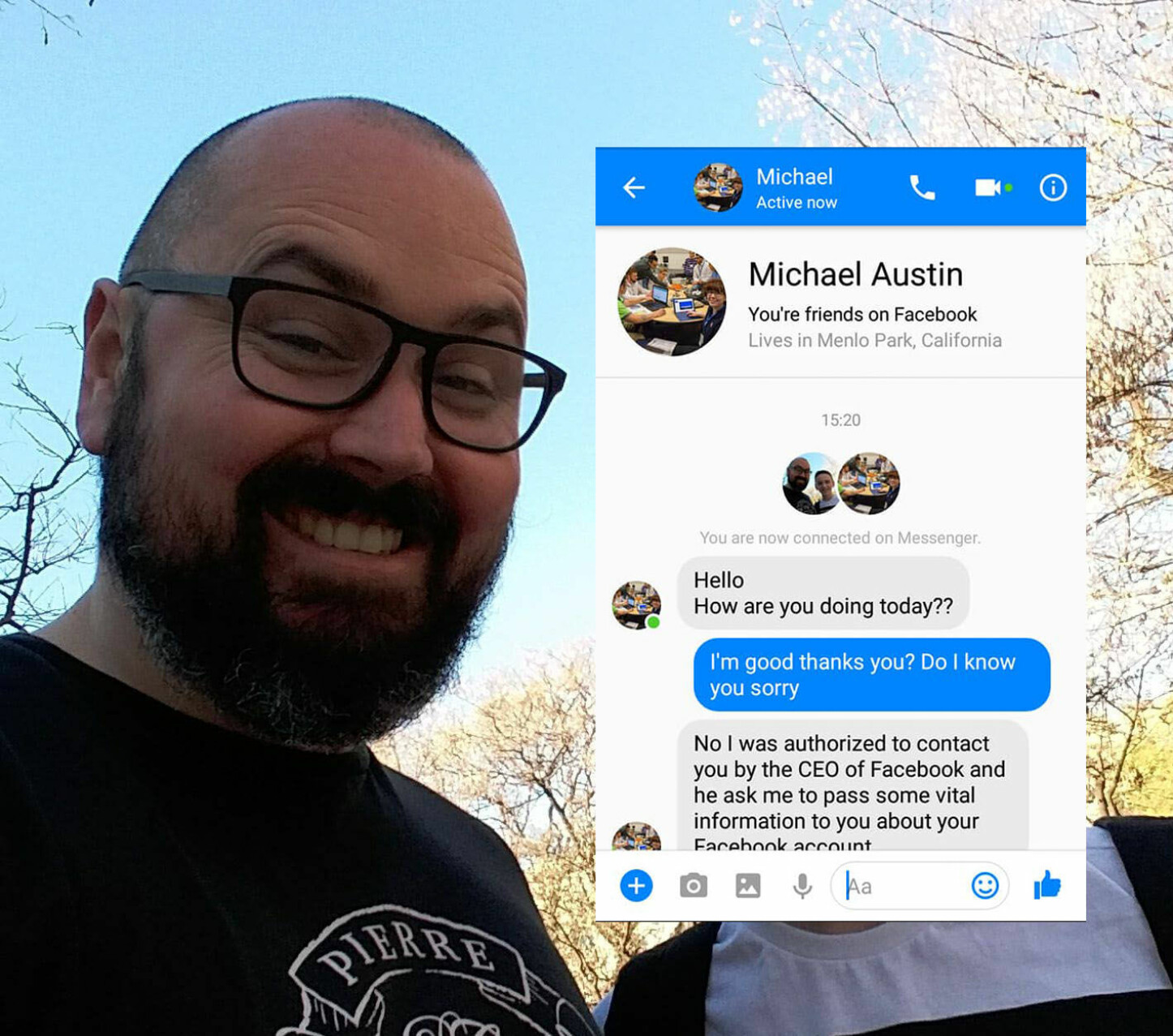 <b>TROLLING</b>: Britiske Tom Sheerin så sitt snitt til å ha det litt moro på en svindlers bekostning da han ble kontaktet på Facebook. <b>TROLLING</b>: Britiske Tom Sheerin så sitt snitt til å ha det litt moro på en svindlers bekostning da han ble kontaktet på Facebook.