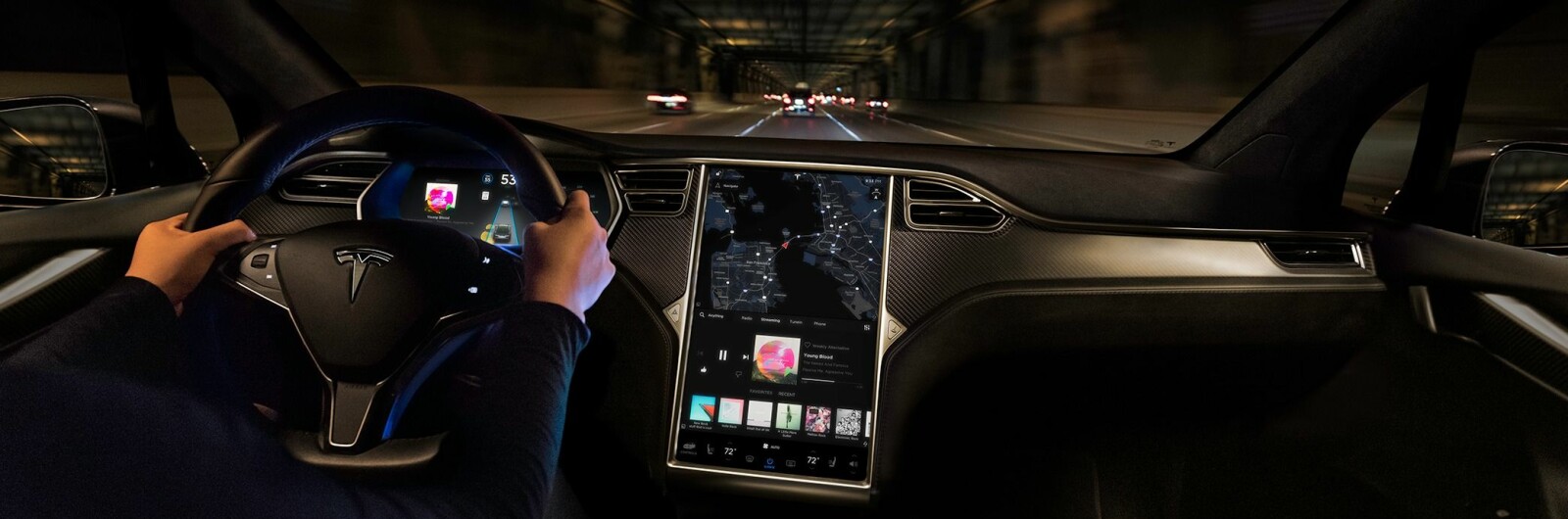 <b>NY PROGRAMVARE:</b> Den største endringen i programvaren til Model S og Model X på to år er straks klar for utrulling. Bildet viser versjon 8.1. Den nye programvaren er versjon 9.0 og bringer med seg en store endringer i brukergrensesnittet. <b>NY PROGRAMVARE:</b> Den største endringen i programvaren til Model S og Model X på to år er straks klar for utrulling. Bildet viser versjon 8.1. Den nye programvaren er versjon 9.0 og bringer med seg en store endringer i brukergrensesnittet.