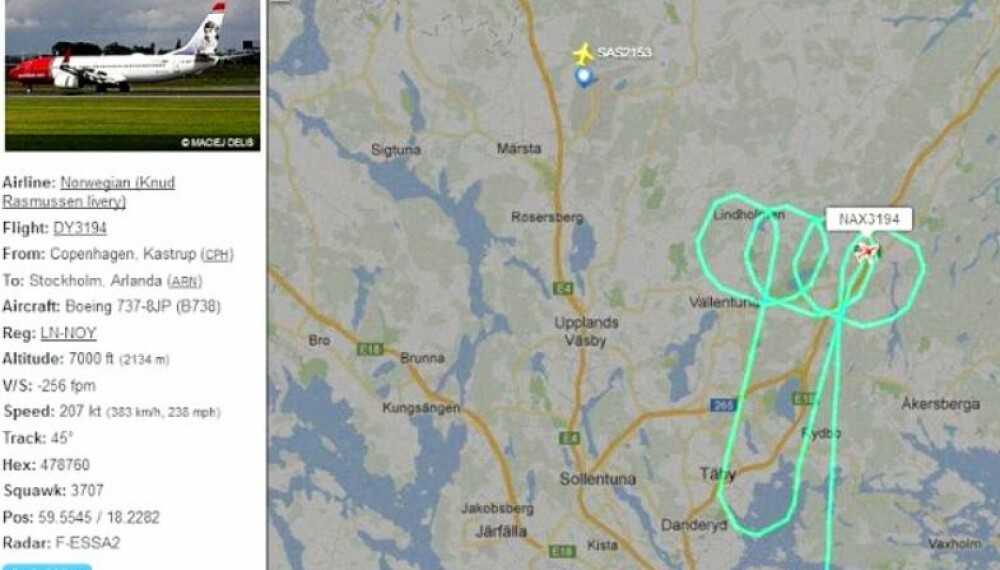 Denne piloten fra Norwegian slo seg løs over Sverige i 2012. Denne piloten fra Norwegian slo seg løs over Sverige i 2012.