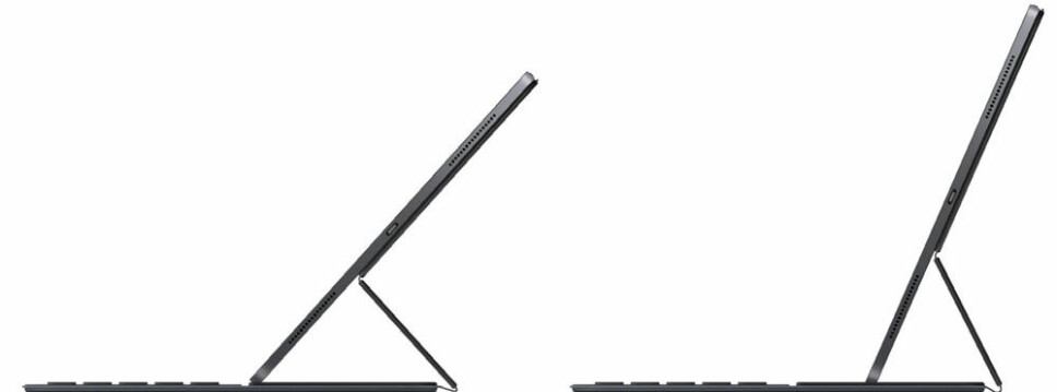 <b>TASTATUR:</b> Er et "må ha" dersom du skal bruke iPad Pro i jobbsammenheng, eller for å kunne forfatte lengre tekster. Bildet viser Apples egen løsning hvor nettbrettet smetter på plass i to forskjellige vinkler ved hjelp av kraftige magneter. <b>TASTATUR:</b> Er et "må ha" dersom du skal bruke iPad Pro i jobbsammenheng, eller for å kunne forfatte lengre tekster. Bildet viser Apples egen løsning hvor nettbrettet smetter på plass i to forskjellige vinkler ved hjelp av kraftige magneter.