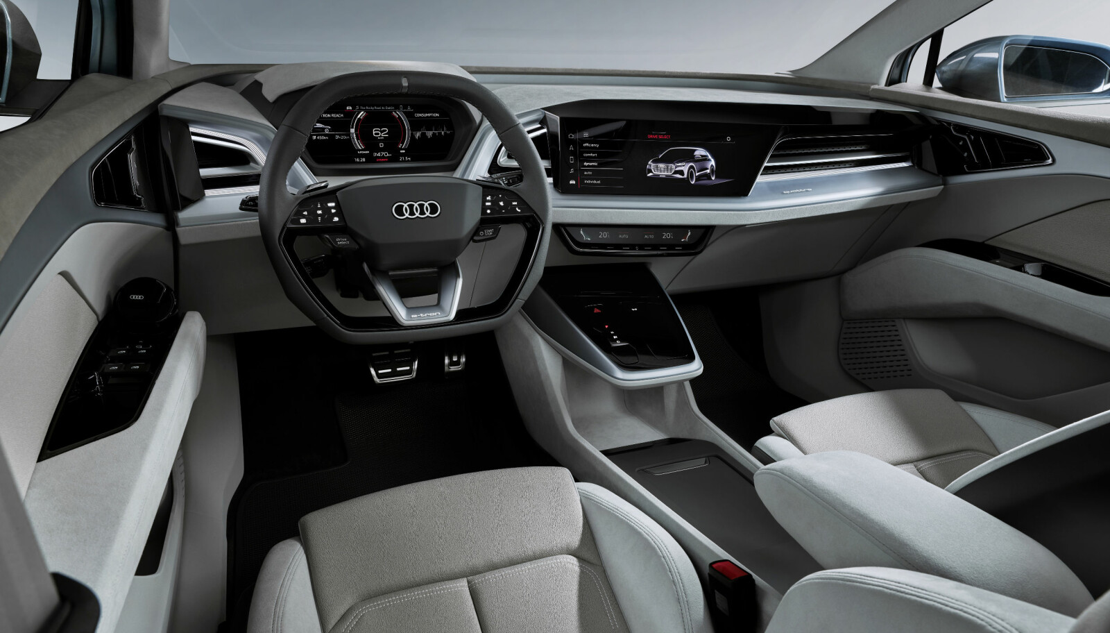 <b>AUDI Q4 E-TRON:</b> Førermiljøet i Audi Q4 e-tron <b>AUDI Q4 E-TRON:</b> Førermiljøet i Audi Q4 e-tron