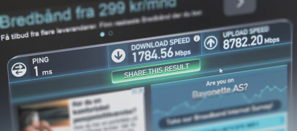 Firefox er den eneste nettleseren som klarte å gi noe i nærheten av den teoretiske hastigheten - dog bare opp. Bredbåndstestingssystemer som Speedtest er ikke bygget for å gi sikre målinger på denne typen ekstreme hastigheter. Firefox er den eneste nettleseren som klarte å gi noe i nærheten av den teoretiske hastigheten - dog bare opp. Bredbåndstestingssystemer som Speedtest er ikke bygget for å gi sikre målinger på denne typen ekstreme hastigheter.