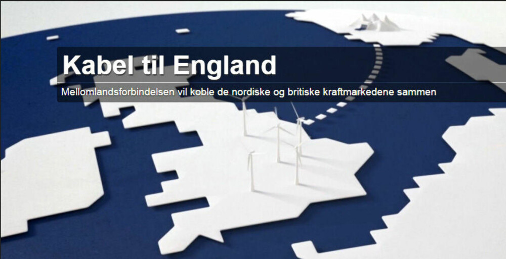 Statnetts illustrasjon av kabelen til England. Statnetts illustrasjon av kabelen til England.