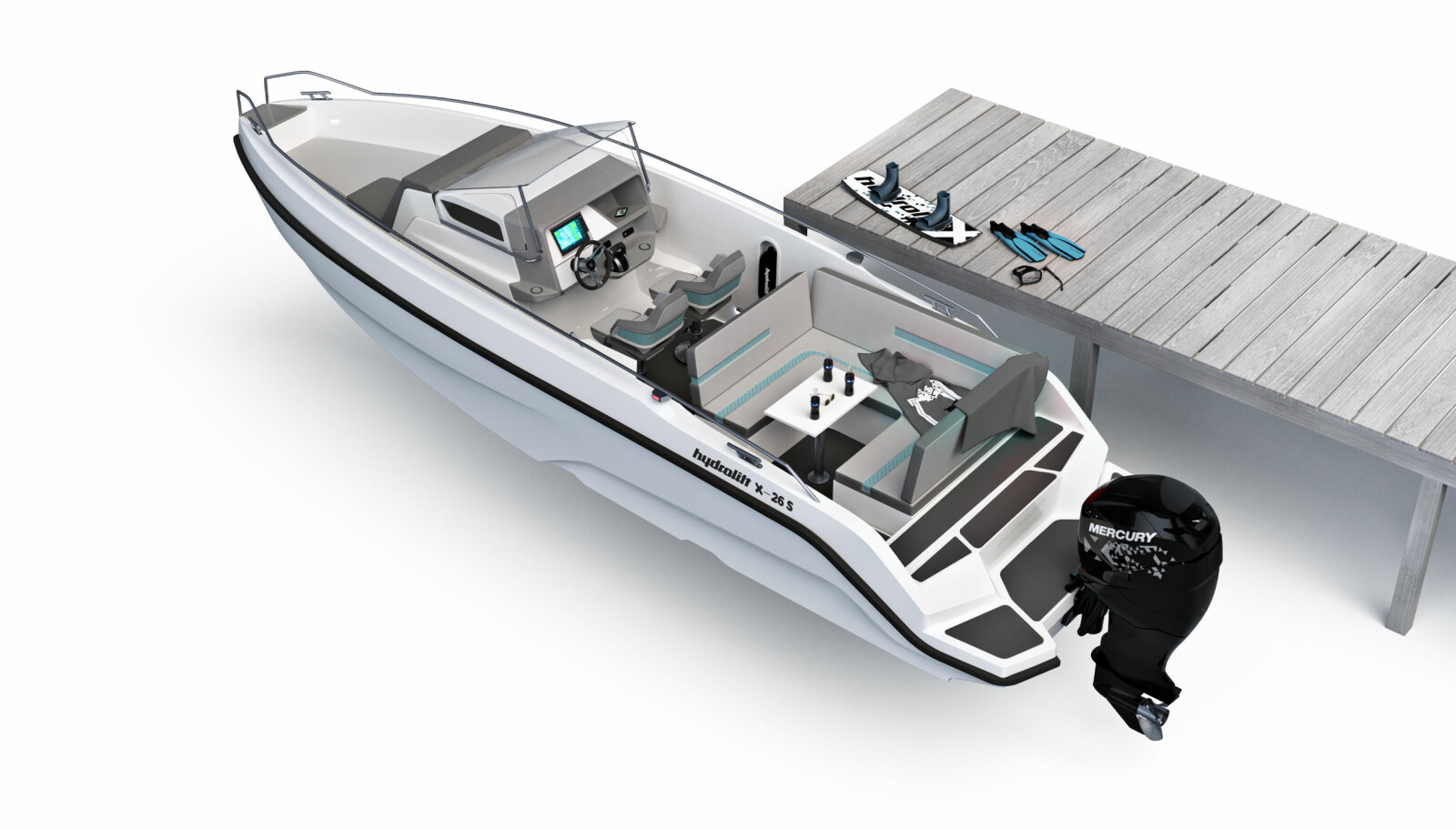 SOSIAL: Hydrolift X-26 S er bygget som en sosial og åpen båt med høye fribord. SOSIAL: Hydrolift X-26 S er bygget som en sosial og åpen båt med høye fribord.