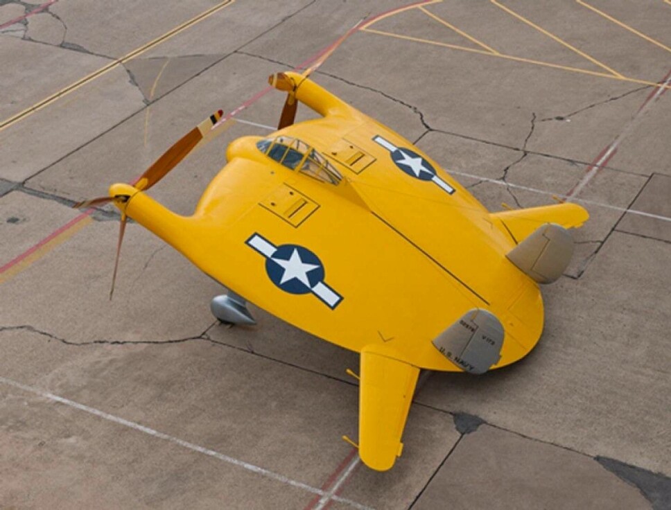 <b>NUMMER 2: </b>Vought V-173 «Den flyvende pannekake». <b>NUMMER 2: </b>Vought V-173 «Den flyvende pannekake».