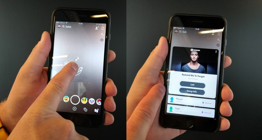 <b>FINNER SANGER:</b> Hva heter sangen? Snapchat og Shazam gir deg svaret. <b>FINNER SANGER:</b> Hva heter sangen? Snapchat og Shazam gir deg svaret.